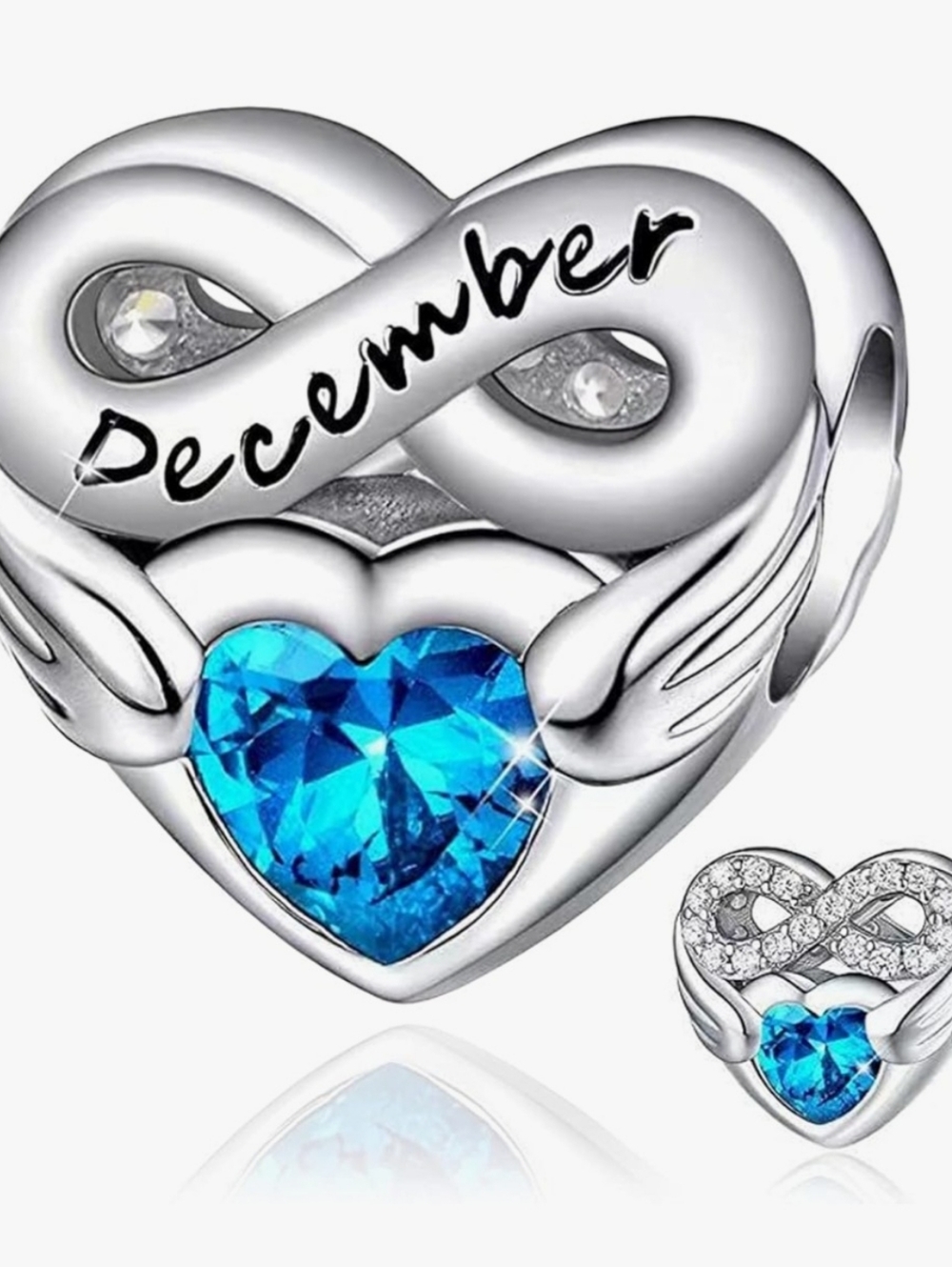 Blue Topaz "DECEMBER" Birthstone Solid Sterling Silver 4 your European Bracelet